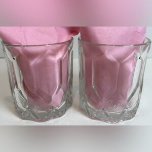 Crown Royal Diamond Cut 8 oz Whiskey Rock Glasses Made in Italy Set Of 2